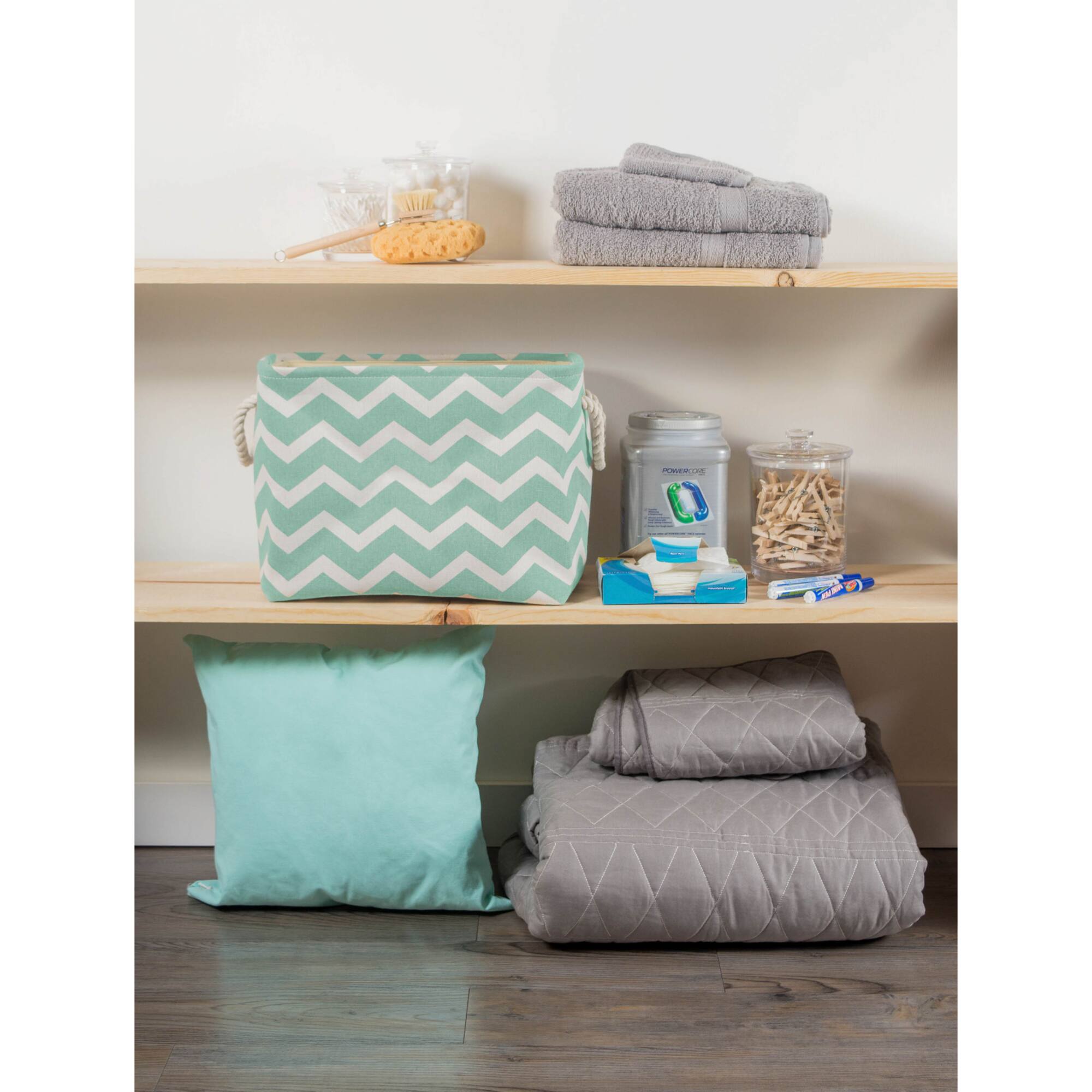 Large Polyester Chevron Rectangle Bin
